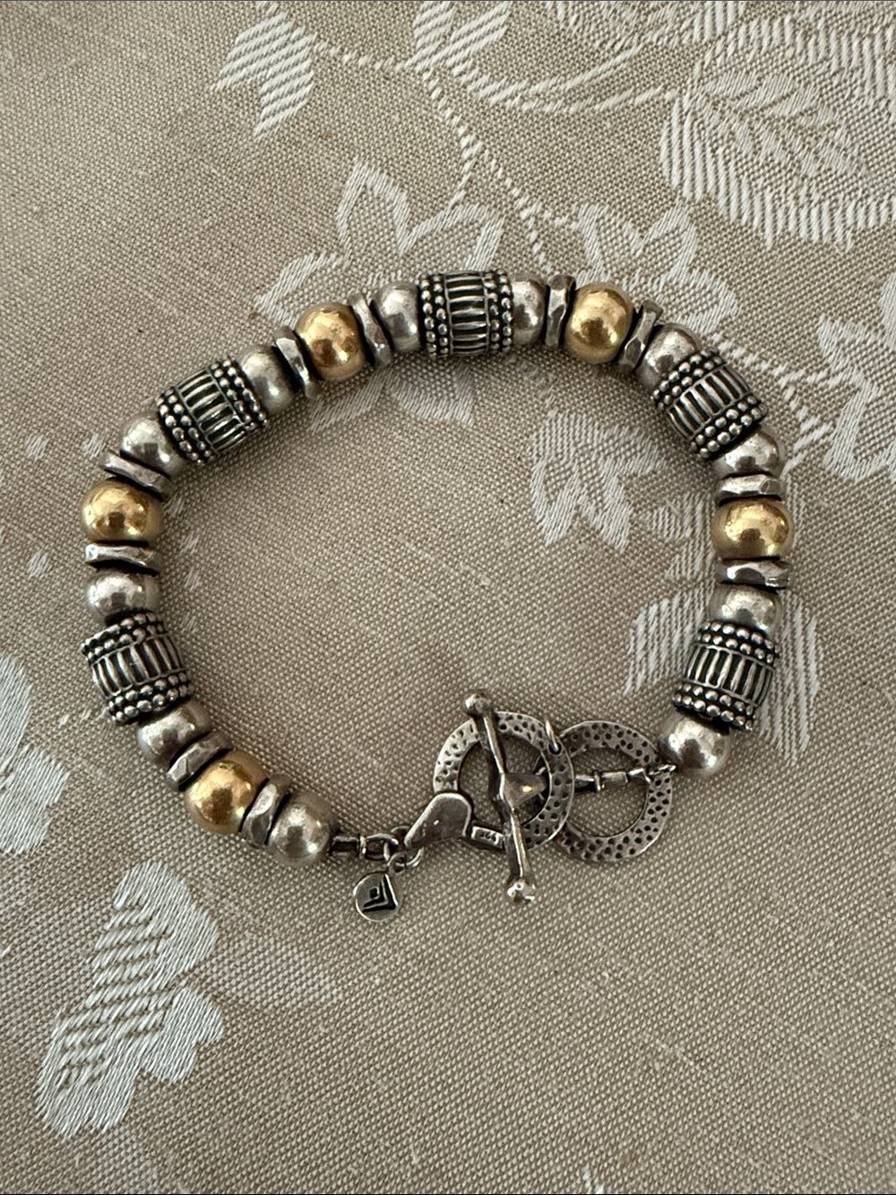 Retired Silpada Two-Tone Gold and Silver Beaded Toggle Bracelet